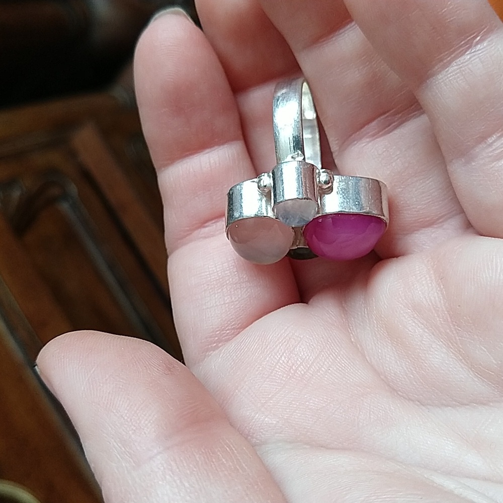 Beautiful Gemstone Sterling Silver Ring Cluster - image 7